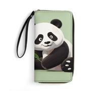 LKHDS Petit sac en cuir avec dragonne - Portefeuille en cuir véritable imprimé panda mignon pour homme et femme - Portefeuille portable exquis et personnalisé, blanc, 19,7 x 10,5 cm, blanc,