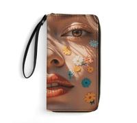 LKHDS Petit sac en cuir avec dragonne Sun-Kissed imprimé portefeuille en cuir véritable pour homme et femme, portefeuille portable exquis et personnalisé, blanc, 19,7 x 10,5 cm, blanc, 19.7x10.5cm