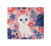 LKHDS Portefeuille à deux volets style Berry et chat avec fenêtre pour carte d'identité, portefeuille fin en cuir facile d'accès compact pour homme et femme