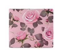 LKHDS Pretty Roses Portefeuille à deux volets avec fenêtre pour carte d'identité, portefeuille fin en cuir facile d'accès compact pour homme et femme