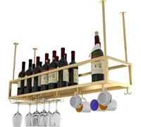 LKHGTR Bouteille de vin Suspendue et Porte-Verre, Plafond étagère à vin Flottante étagère en gobelet steet de vins, enthousiasme en métal. Made in China