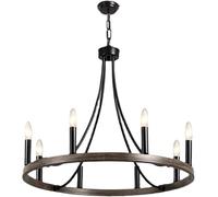LKHGTR Chandelier de Roue Noire Diamant 23,62 Pouces, éclairage en Fer en métal 6 lumières de la Ferme de galerie de Grain de Ferme. Made in China
