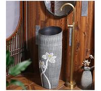 LKHGTR Évier de Salle de Bain piédestal Ceramic Retro Industrial Style Déco avec piédestal Dur et Facile à Nettoyer Le Bassin Debout, Kaolin Clay Sink Room Count-Toit (B sans Miroir) Made in China