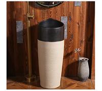 LKHGTR Évier de Salle de Bain piédestal Ceramic Retro Industrial Style déco avec piédestal Dur et Facile à Nettoyer Le Bassin Debout, Kaolin Clay Sink Countertop (K sans Miroir) Made in China