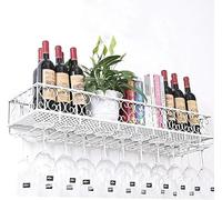 LKHGTR Mur en métal Mural, Porte-Bouteille de vins Verres d'étagère de Cintre de vestiaire, Porte de Rangement à vin Rustique et décoration de la Cuisine, Porte-Tasse d'étagère à vin ménage, Blanc,