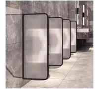 LKHGTR Partition urinaire Diviseur d'urinoir Diviseur de partition d'urinoir Noir, Verre Temperred Public Toilet Privacy Screens avec Cadre en Acier Inoxydable, Mur Intimité d'urinoir BAFFL,