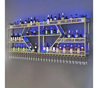 LKHGTR Pontage à vin en métal Mural, Porte-Verre en Verre de Bouteille étagère Suspendue, étagères à vin Flottant, Porte-greffe, étagère d'alcool en Fer, pour barreaux de Restaurant Home Stand, Noir,