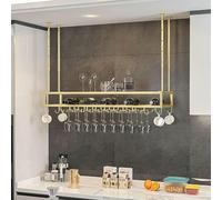 LKHGTR Rack à vin de Plafond en métal, Porte-tiges de gobelet, Armoire à vins Suspendue réglable en Hauteur, Mur, Porte-Verre à vin monté Parfait pour Bar Cafe Kitchen, Or, 100 cm Made in China