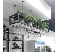 LKHGTR Rack de vin à Plafond en métal réglable avec Porte-Verre en Verre rétro Suspendu étagère d'affichage pour Le café Bar Cafe 60x25x100cm Made in China