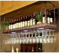 LKHGTR Rack de vin Suspendu, Grille de décoration de Plafond rétro, Avant-côté, Cintre en Bas adapté au Salon, Salle à Manger, Bar, avec des lumières colorées, C, 120x35x60cm Made in China