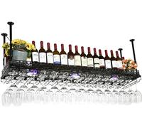 LKHGTR Rack de vin Suspendu, Porte-décoration de Plafond rétro, Avant-côté, Cintre en Bas adapté au Salon, Salle à Manger, Bar, avec lumières colorées, A, 80x35x60cm Made in China