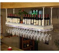 LKHGTR Rack-vin, Grille de décoration de Plafond rétro, Avant-côté, Cintre en Bas adapté au Bar à Manger du Salon, Porte-écrans Verts avec des lumières colorées, B, 120x35x60cm Made in China