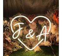 LKHLTBF Enseigne néon personnalisée Forme cœur avec lumières LED et Lettres nom personnalisées, décoration Mariage, enseignes néon pour Chambre à Coucher, décoration Murale Maison,B,45 CM