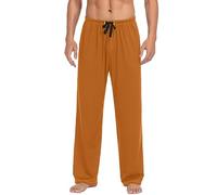 LKHVGY Pantalon de pyjama de couleur unie pour homme, orange brûlé, XL