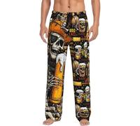 LKHVGY Pantalon de pyjama léger en coton pour homme - Pantalon de pyjama et bas de pyjama pour homme, mari, papa, vêtements de nuit confortables, Crâne de pirate et bière, L