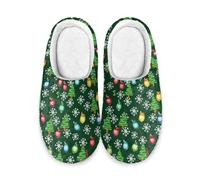 LKHVGY Pantoufles chaudes en mousse à mémoire de forme antidérapantes en coton pour femme, Lumières de Noël., 36 EU