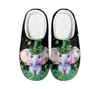 LKHVGY Pantoufles chaudes et confortables en mousse à mémoire de forme pour femme avec semelle antidérapante, Feuilles vertes d'éléphant, 39/40 EU