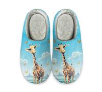 LKHVGY Pantoufles confortables et chaudes en peluche à enfiler pour femme, Jolie girafe., 39/40 EU
