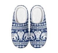 LKHVGY Pantoufles d'hiver en mousse à mémoire de forme pour femme - Chaussures d'intérieur confortables pour chambre à coucher, éléphant bohème, 39/40 EU