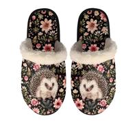 LKHVGY Pantoufles d'intérieur confortables à enfiler pour femme, Fleur hérisson, Medium