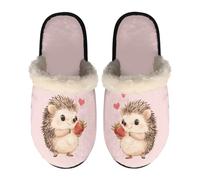 LKHVGY Pantoufles d'intérieur et d'extérieur en peluche chaude pour femme, Hérisson Fraise Rose, Medium