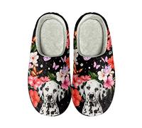 LKHVGY Pantoufles d'intérieur pour femme Taille 38-46 Sandales d'hiver chaudes antidérapantes, Dalmatiens Chien Fleur, 8.5/9 UK Wide