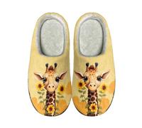 LKHVGY Pantoufles pelucheuses pour femme - Antidérapantes - Confortables - En peluche - À enfiler, Girafe tournesol, 39/40 EU