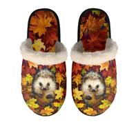 LKHVGY Pantoufles pour femme - Chaudes et pelucheuses - Chaussures d'intérieur - Pantoufles d'hiver chaudes, Feuilles d'érable hérisson, Medium