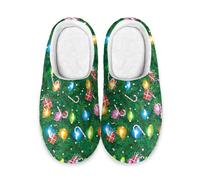 LKHVGY Pantoufles pour homme et femme - Antidérapantes - Chaudes et confortables - En peluche, Lumières de Noël., 5.5/6.5 UK Wide