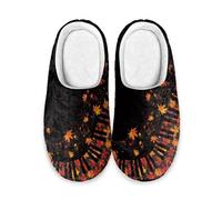 LKHVGY Pantoufles pour homme et femme - Antidérapantes - Chaudes et confortables - En peluche, Musique de piano Autumn Leaves, 8.5/9 UK Wide