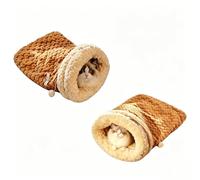 LKHYUKU Panier auto-chauffant pour chat, lit en peluche douce pour chats et chatons, gigoteuse confortable pour l'hiver, café, taille L