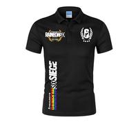 LKIDFIO T-Shirt d'été à Manches Courtes Rainb-Ow Six Sie-ge, Classiques Po.Los T Shirt All-Match, Sportswear Homme D'été Léger et Décontracté(Black,M)