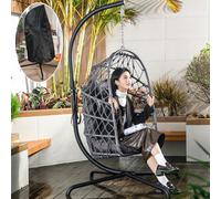 LKINBO Fauteuil suspendu en polyrotin - Panier Résistant aux intempéries - Jusqu'à 195 kg - Gris foncé