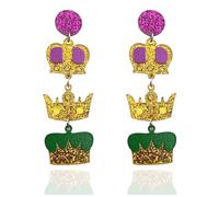 LKingel Boucles d'oreilles Mardi Gras pour femme en acrylique coloré - Boucles d'oreilles pendantes Mardi Gras en forme de masque de Mardi Gras, Acrylique, Pas de gemme