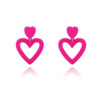 LKingel Boucles d'oreilles pendantes en forme de cœur rose pour femme - Boucles d'oreilles pendantes pour la Saint-Valentin - Boucles d'oreilles pendantes rouges, L, Acrylique, Pas de gemme