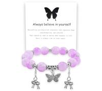 LKingel Bracelet d'amitié en forme de papillon « Always Believe in Yourself » - Bracelet de l'amitié avec nœud élastique - Bracelet d'amitié pour couple, Large, Perles, Pas de gemme