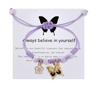 LKingel Bracelets à breloques papillon réglables « Always Believe in Yourself » pour femme - Bracelets d'amitié tressés personnalisés - Bracelets porte-bonheur assortis pour femme, Large, Zinc, Pas de