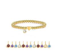 LKingel Bracelets de perles dorées pour femme - Bracelet en forme de cœur doré avec pierre de naissance - Bracelet à breloques en or - Finition brillante - Bijoux de bal pour femme, Large, Cuivre
