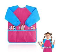 LKJAUOZ 1 Pièce Tablier Peinture Enfant, Tab lier Enfant pour Garçon Fille avec Manches Longues et Poche,Ta blier de pein ture en nylon imperméable, pour la pei nture d'art scolaire la cuisine