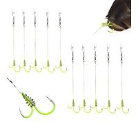 LKJAUOZ Lot de 10 Montage de Cheveux pour la Pêche à la Carpe, Hameçons à Carpe Incurvés Barbelés, Hameçon Tressé Carpe Accessoires avec Boilie Rig Carpe Leader, peche carpe