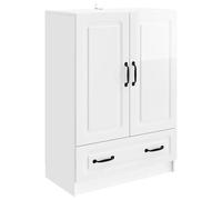 LKJephalotrop Buffet blanc brillant 66 x 34,5 x 92 cm Commode en bois | Armoire d'appoint compacte pour salon et chambre à coucher avec tiroir et 2 portes pour un rangement bien rangé.