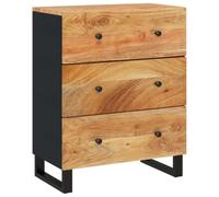 LKJephalotrop Buffet en bois massif d'acacia - 60 x 33 x 75 cm - Noir | Buffet industriel en bois d'acacia et fer, beaucoup d'espace de rangement pour le salon et le couloir, support mural inclus.