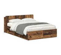LKJephalotrop Cadre de lit avec espace de rangement 135 x 190 cm en bois | Lit double avec tête de lit et tiroirs pour votre chambre. Charge maximale : jusqu'à 140 kg par côté.