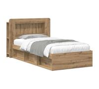 LKJephalotrop Cadre de lit avec espace de rangement 90 x 200 cm Tête de lit | Lit simple pratique pour la chambre à coucher avec armoire à tête de lit intégrée et tiroirs spacieux en bois.