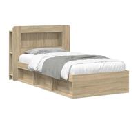 LKJephalotrop Cadre de lit avec espace de rangement en chêne Sonoma 80 x | Lit simple compact pour chambre à coucher avec tiroirs intégrés et armoire pratique pour la literie.