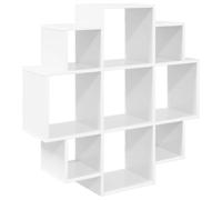 LKJephalotrop Étagère murale blanche 90 x 25 x 90 cm en bois avec 9 | Étagère suspendue peu encombrante en bois avec 9 compartiments pour salon et chambre à coucher. Charge maximale : 30 kg.