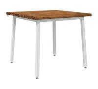 LKJephalotrop Live Edge Table à manger 90 x 90 cm en bois d'acacia massif | Table de cuisine carrée en bois véritable avec pieds en acier blanc et pieds réglables pour salle à manger et salon.
