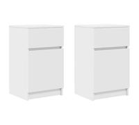 LKJephalotrop Lot de 2 tables de chevet blanches - 39 x 35 x 65 cm - En | Table de chevet compacte pour chambre à coucher avec charnière de porte flexible à gauche ou à droite et plateau supérieur