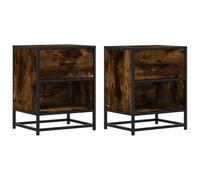 LKJephalotrop Lot de 2 tables de chevet en chêne fumé - 40 x 31 x 50 cm | Armoire d'appoint élégante Duo avec tiroir et compartiment pour chambre à coucher. Plateau supérieur solide et surface facile