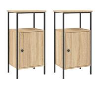 LKJephalotrop Lot de 2 tables de chevet en chêne Sonoma 41 x 31 x 80 cm | Armoire haute industrielle avec pieds en fer stables et beaucoup d'espace de rangement pour votre chambre ou votre salon.